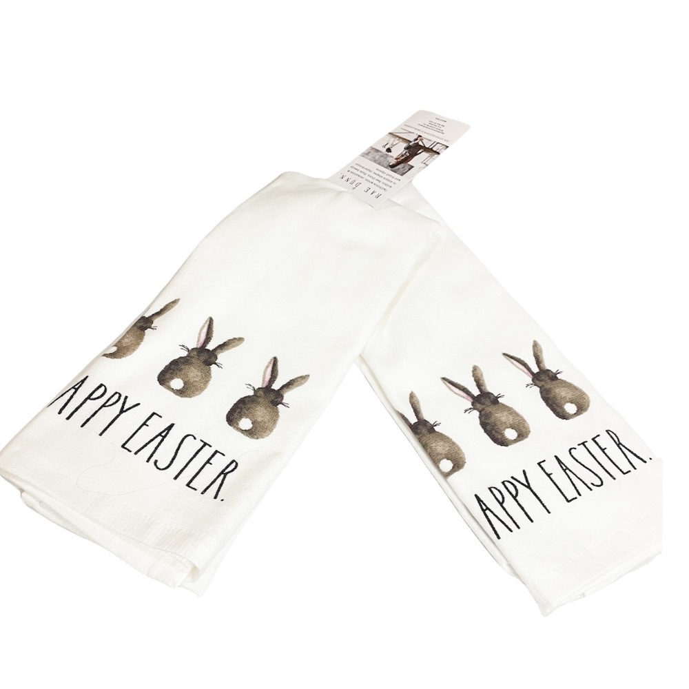 NEW Rae Dunn 🐇🐇HAPPY EASTER🐇🐇Kitchen Towel Set/2